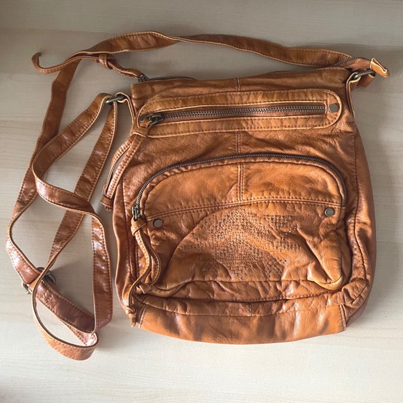 Mudd Handbags - Y2K MUDD Boho‎ Indie Crossbody Earthy Vegan Leather Orange Brown Bag embroidered